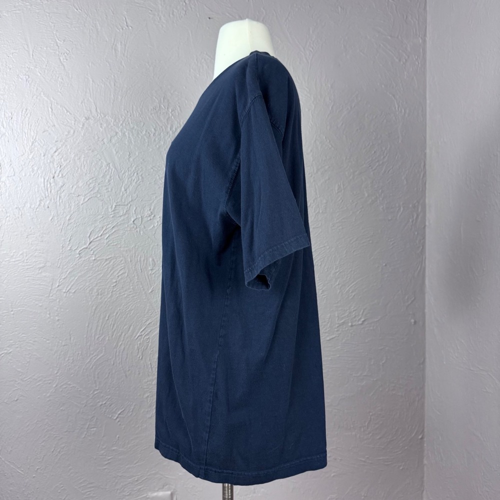 Large Vtg 90's Rothenburg Germany Gold embroidery tshirt Navy blue 100% cotton - Picture 3 of 8